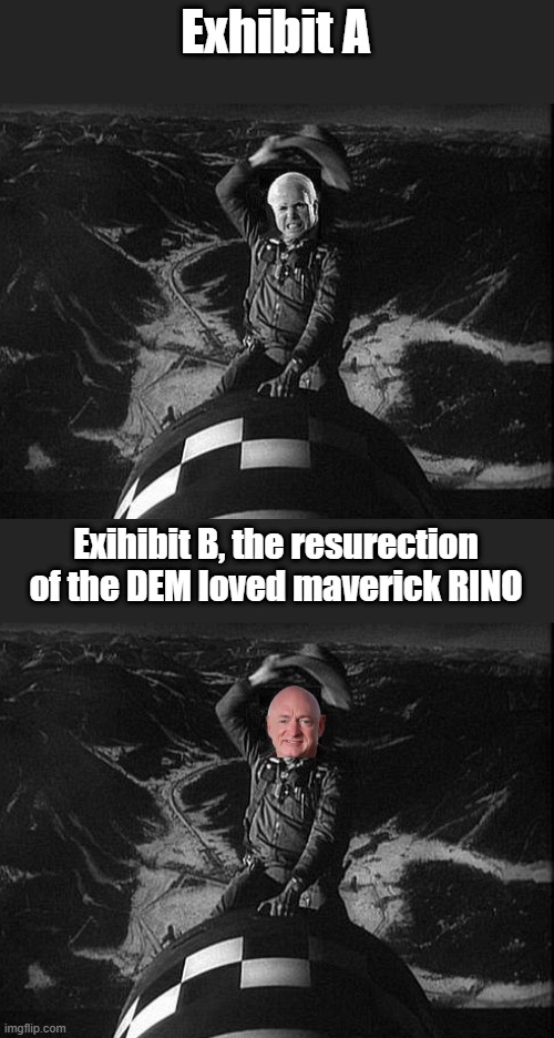 They are trying to punk you with The Maverrick RINO military hero with less hair to appeal to RINOs they follow a formula | Exhibit A; Exihibit B, the resurection of the DEM loved maverick RINO | made w/ Imgflip meme maker