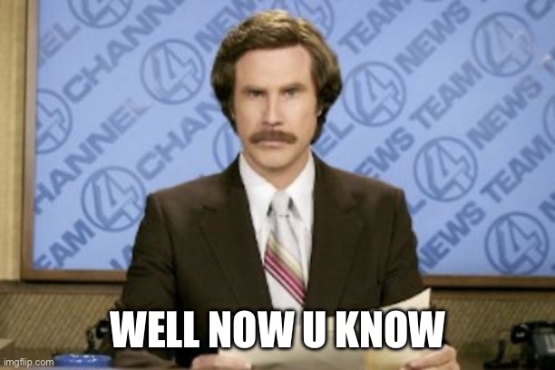 Ron Burgundy Meme | WELL NOW U KNOW | image tagged in memes,ron burgundy | made w/ Imgflip meme maker