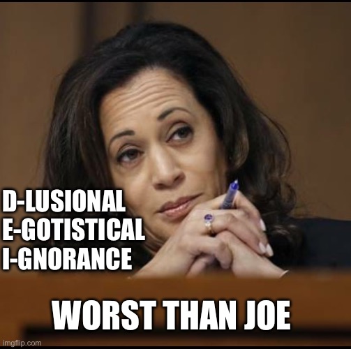 Kamala for the win | D-LUSIONAL 
E-GOTISTICAL 
I-GNORANCE; WORST THAN JOE | image tagged in kamala harris,memes,gifs,funny memes | made w/ Imgflip meme maker