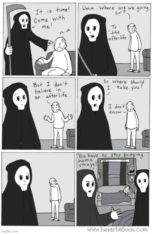 Death, the grim reaper and a buddy | image tagged in vince vance,death,grim reaper,cartoon,comics,sleeping on couch | made w/ Imgflip meme maker