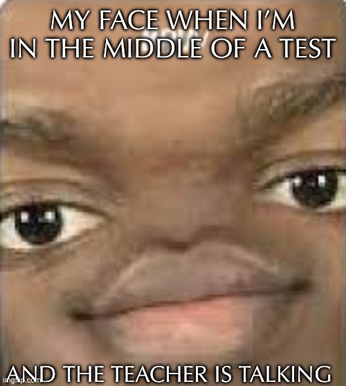 Like Dude | MY FACE WHEN I’M IN THE MIDDLE OF A TEST; AND THE TEACHER IS TALKING | image tagged in bruv | made w/ Imgflip meme maker