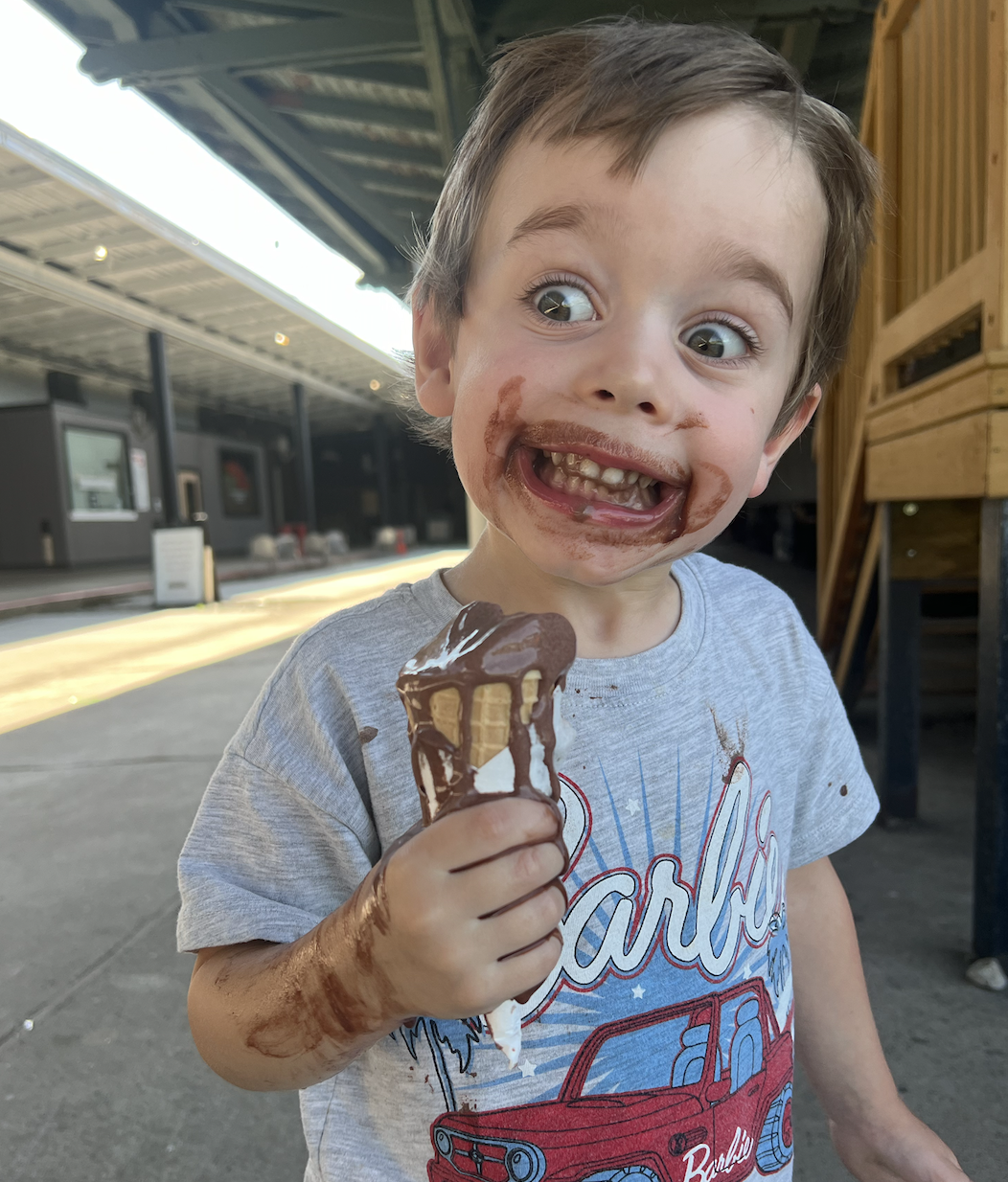 High Quality A child enjoying Ice Cream Blank Meme Template