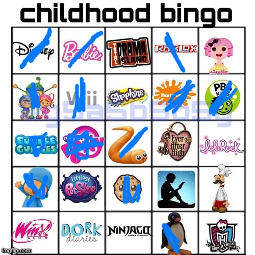 Still not a bingo | image tagged in childhood bingo,bruh | made w/ Imgflip meme maker