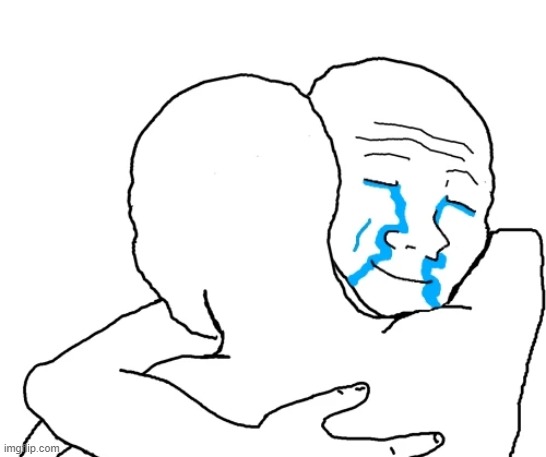 Wojak Cry Hug | image tagged in wojak cry hug | made w/ Imgflip meme maker