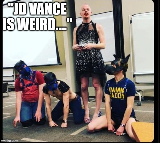 these leftoids must not own mirrors | "JD VANCE IS WEIRD...." | image tagged in stupid liberals,freaks,zombies,donald trump approves,political humor,funny memes | made w/ Imgflip meme maker