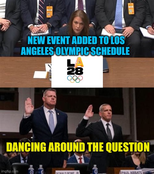 2028 Olympics event: Dancing around the question | NEW EVENT ADDED TO LOS ANGELES OLYMPIC SCHEDULE; DANCING AROUND THE QUESTION | image tagged in gifs,government corruption,fbi,secret service,assassination | made w/ Imgflip meme maker
