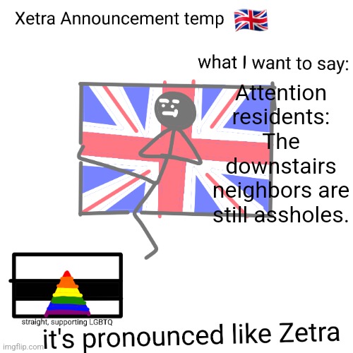 Ai gnerated | Attention residents: The downstairs neighbors are still assholes. | image tagged in xetra announcement temp | made w/ Imgflip meme maker