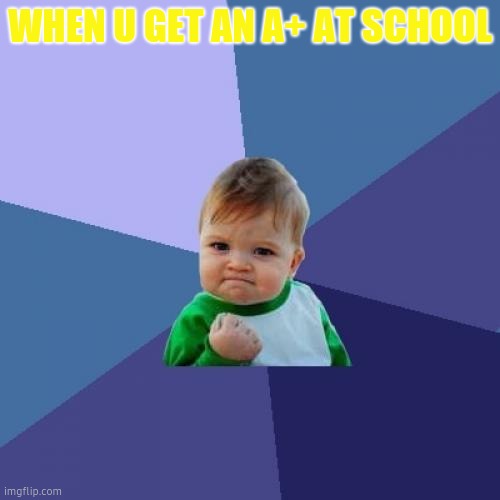 Success Kid | WHEN U GET AN A+ AT SCHOOL | image tagged in memes,success kid | made w/ Imgflip meme maker