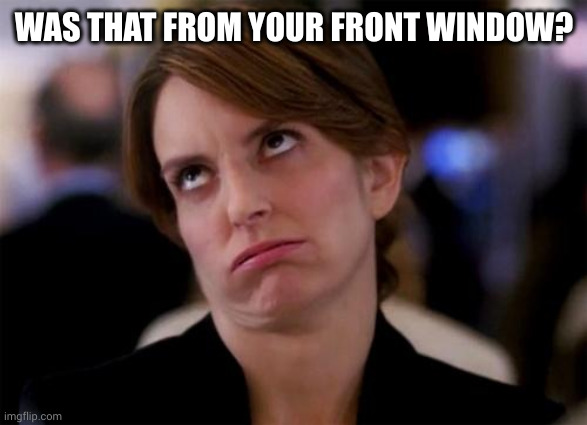 eye roll | WAS THAT FROM YOUR FRONT WINDOW? | image tagged in eye roll | made w/ Imgflip meme maker