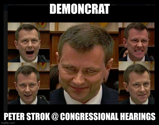 Peter Strzok at hearings | DEMONCRAT PETER STROK @ CONGRESSIONAL HEARINGS | image tagged in peter strzok at hearings | made w/ Imgflip meme maker