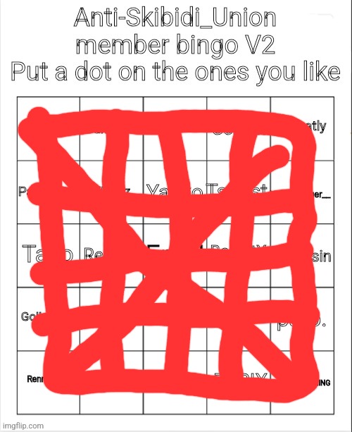 No way, I got a bingo! | image tagged in anti-skibidi_union member bingo v2 | made w/ Imgflip meme maker