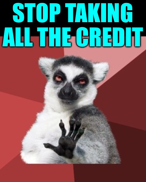 Chill Out Lemur Meme | STOP TAKING ALL THE CREDIT | image tagged in memes,chill out lemur | made w/ Imgflip meme maker