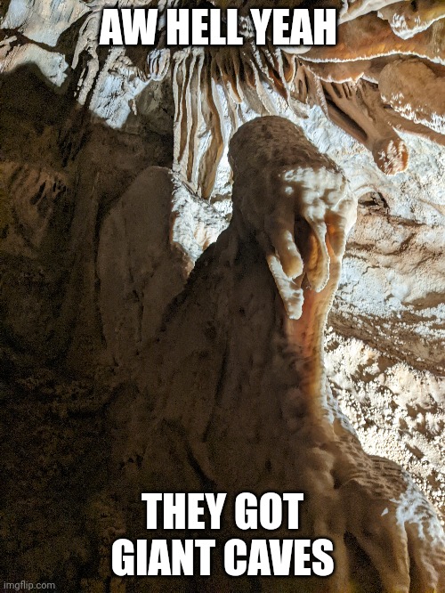 AW HELL YEAH; THEY GOT GIANT CAVES | made w/ Imgflip meme maker