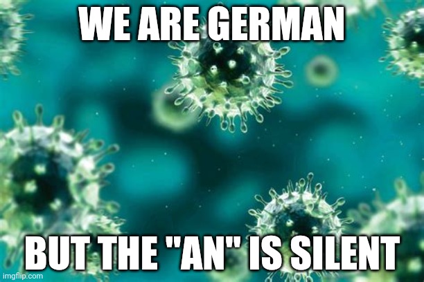 Nein nein nein! | WE ARE GERMAN; BUT THE "AN" IS SILENT | image tagged in german | made w/ Imgflip meme maker