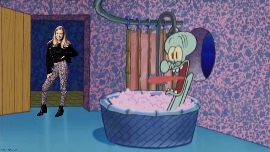 Stacey McGill Drops by Squidward's House | image tagged in squidward,spongebob,girl,beautiful girl,nickelodeon,gorgeous | made w/ Imgflip meme maker