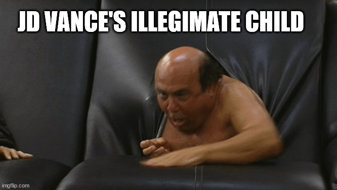Devito couch | JD VANCE'S ILLEGIMATE CHILD | image tagged in devito couch | made w/ Imgflip meme maker