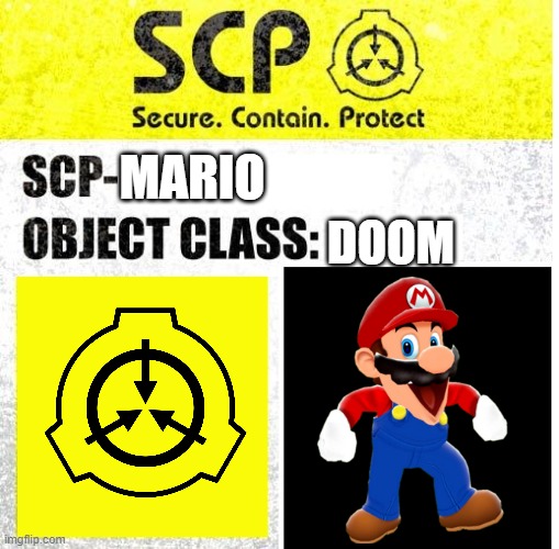 SCP Sign Generator | MARIO DOOM | image tagged in scp sign generator | made w/ Imgflip meme maker