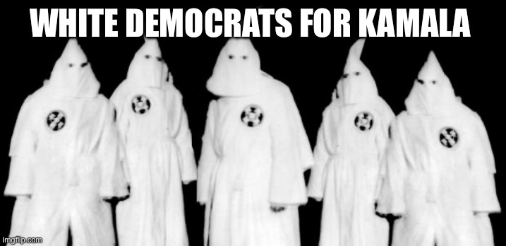 White democrats are weird | WHITE DEMOCRATS FOR KAMALA | image tagged in kkk | made w/ Imgflip meme maker