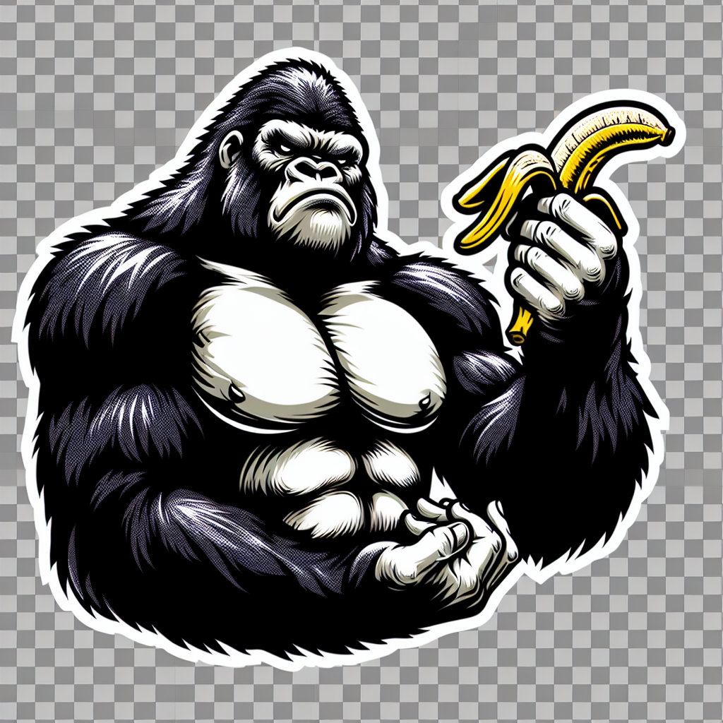 High Quality Gorilla holding banana meme image, PNG, street graffiti Blank Meme Template