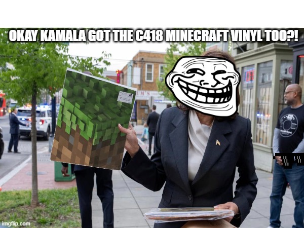 OKAY KAMALA GOT THE C418 MINECRAFT VINYL TOO?! | image tagged in minecraft memes | made w/ Imgflip meme maker