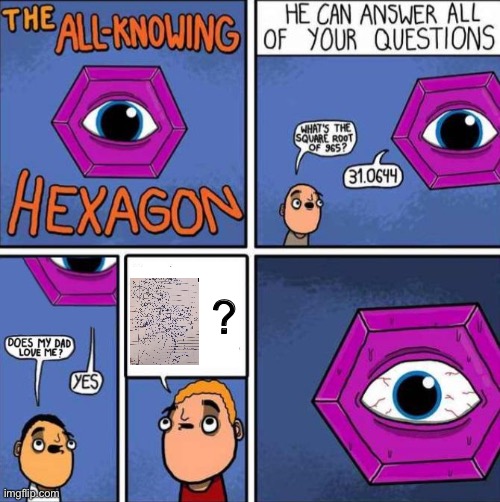 “Is it possible?” Uuuuhhhhhhhhhhh | ? | image tagged in all knowing hexagon original | made w/ Imgflip meme maker