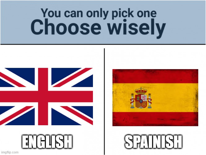 you can pick only one choose wisely | SPAINISH; ENGLISH | image tagged in you can pick only one choose wisely | made w/ Imgflip meme maker