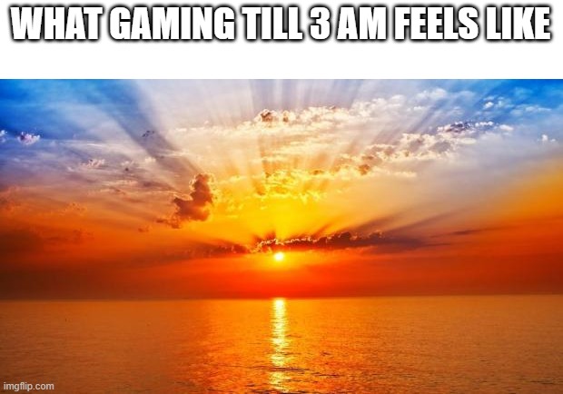 Honestly, gaming late into the night is how I made my best memories | WHAT GAMING TILL 3 AM FEELS LIKE | image tagged in sunrise,memes,video games | made w/ Imgflip meme maker