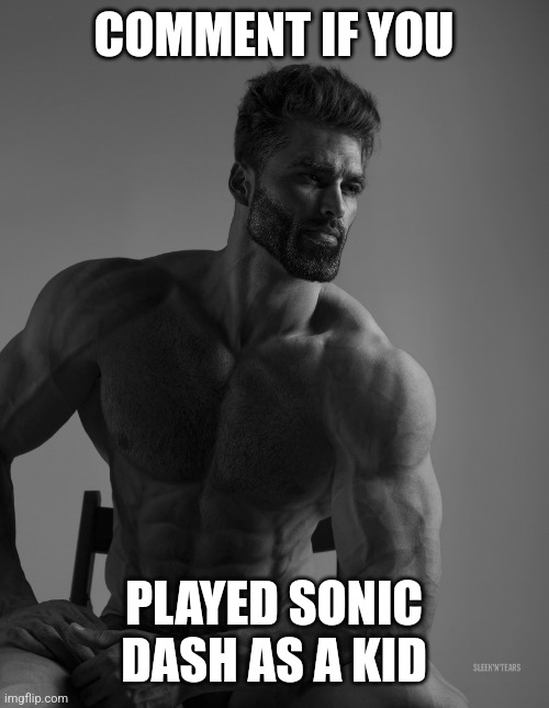 , | COMMENT IF YOU; PLAYED SONIC DASH AS A KID | image tagged in giga chad | made w/ Imgflip meme maker