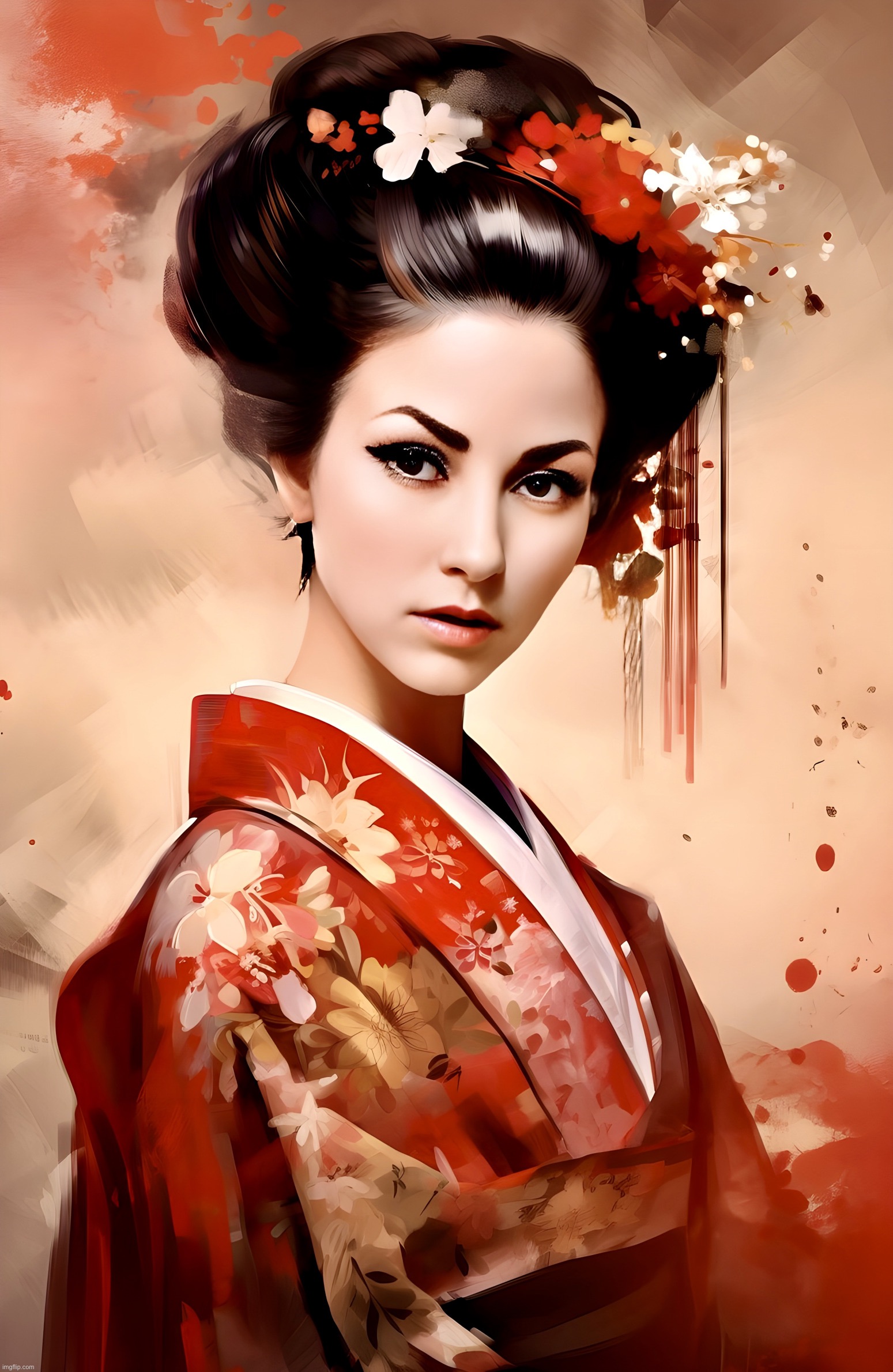 Geisha | image tagged in geisha,japanese,memes,beautiful woman,digital art | made w/ Imgflip meme maker