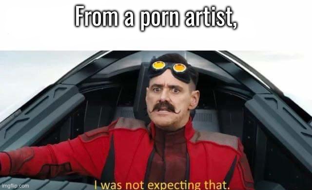 I was not expecting that | From a porn artist, | image tagged in i was not expecting that | made w/ Imgflip meme maker