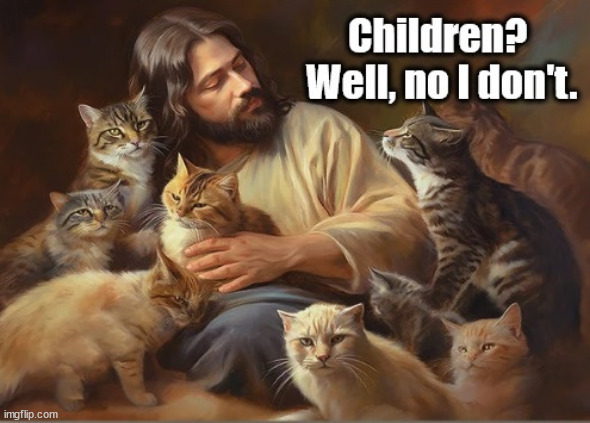 cat Jesus | image tagged in cat lady,jd vance | made w/ Imgflip meme maker