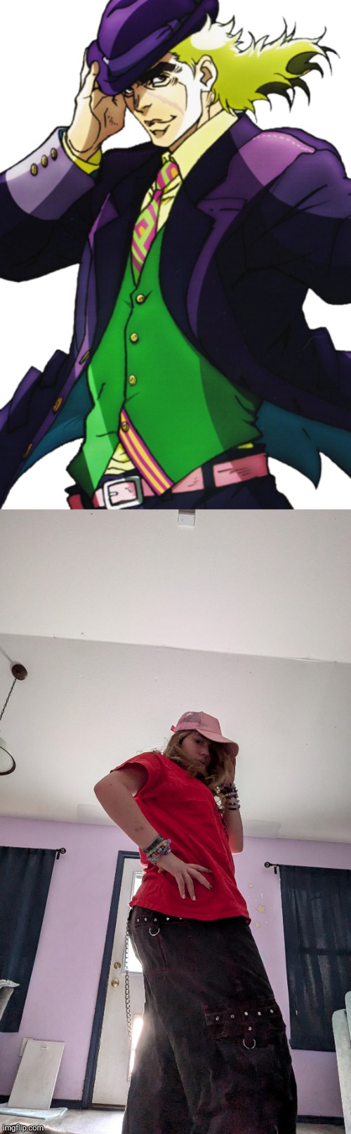 Day 4 of doing jjba poses SPEEDWAGON | image tagged in speedwagon,face reveal | made w/ Imgflip meme maker