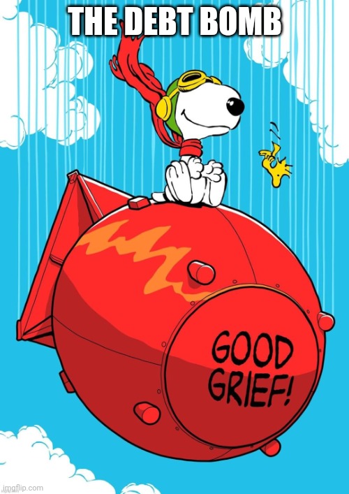 Good grief | THE DEBT BOMB | image tagged in good grief | made w/ Imgflip meme maker