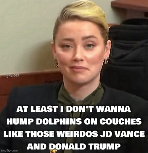 weird republican couch shit show | image tagged in amber heard,jd vance,maga cult,maga morons,clown car republicans,dolphins | made w/ Imgflip meme maker