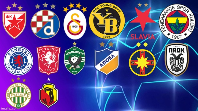 My Prediction for Qualified Champions League play-off teams 2024/2025 edition | alongside YB Bern, Zvezda, Dinamo & Galatasaray | image tagged in sports,champions league,futbol,fcsb,galatasaray,paok | made w/ Imgflip meme maker