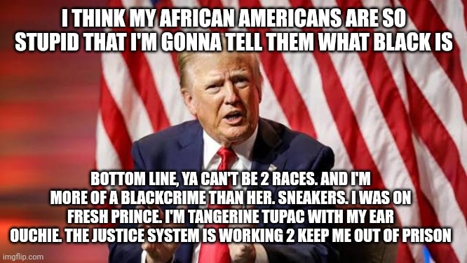 Lolz my god dude. Just self terminate | I THINK MY AFRICAN AMERICANS ARE SO STUPID THAT I'M GONNA TELL THEM WHAT BLACK IS; BOTTOM LINE, YA CAN'T BE 2 RACES. AND I'M MORE OF A BLACKCRIME THAN HER. SNEAKERS. I WAS ON FRESH PRINCE. I'M TANGERINE TUPAC WITH MY EAR OUCHIE. THE JUSTICE SYSTEM IS WORKING 2 KEEP ME OUT OF PRISON | image tagged in facepalm,politics lol,black | made w/ Imgflip meme maker