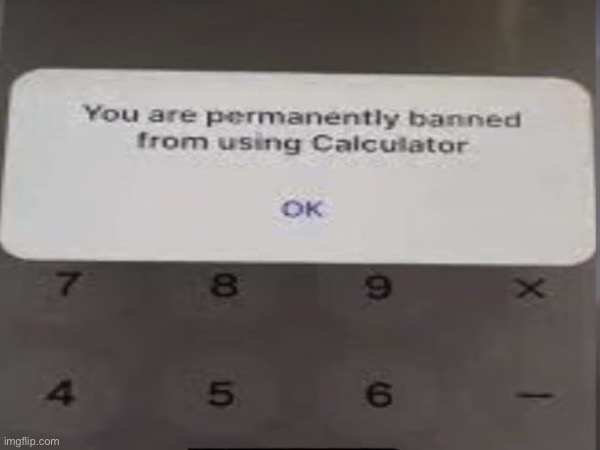 What did bro do | image tagged in calculator,banned | made w/ Imgflip meme maker