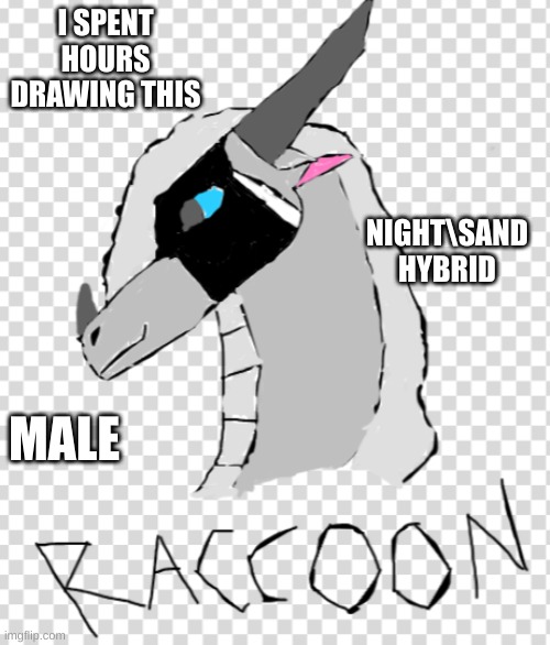 I SPENT HOURS DRAWING THIS; NIGHT\SAND HYBRID; MALE | made w/ Imgflip meme maker