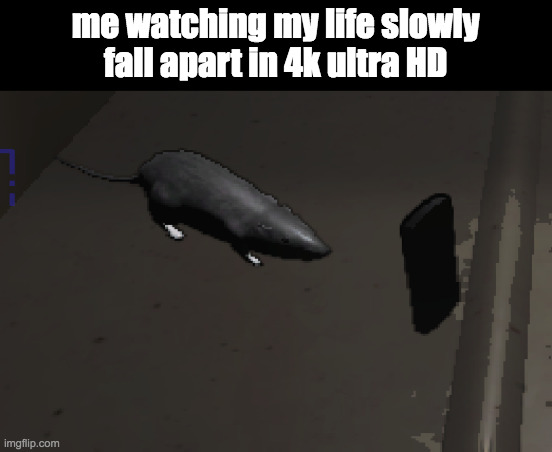 lethal company rat | me watching my life slowly fall apart in 4k ultra HD | image tagged in lethal company rat | made w/ Imgflip meme maker