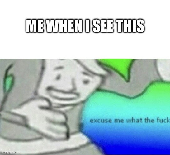 Excuse me wtf blank template | ME WHEN I SEE THIS | image tagged in excuse me wtf blank template | made w/ Imgflip meme maker