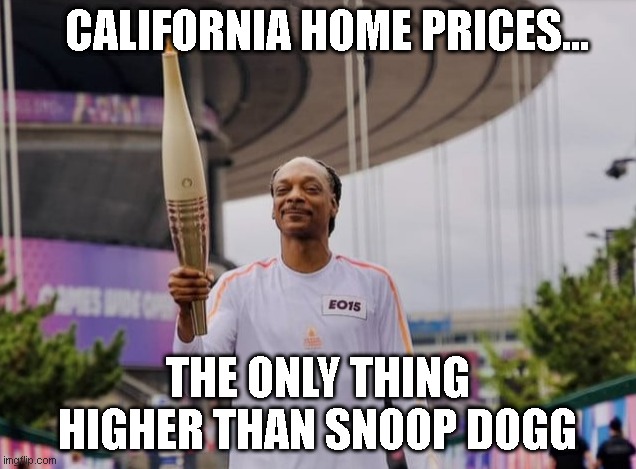 California home prices | CALIFORNIA HOME PRICES... THE ONLY THING HIGHER THAN SNOOP DOGG | image tagged in snoop dogg | made w/ Imgflip meme maker