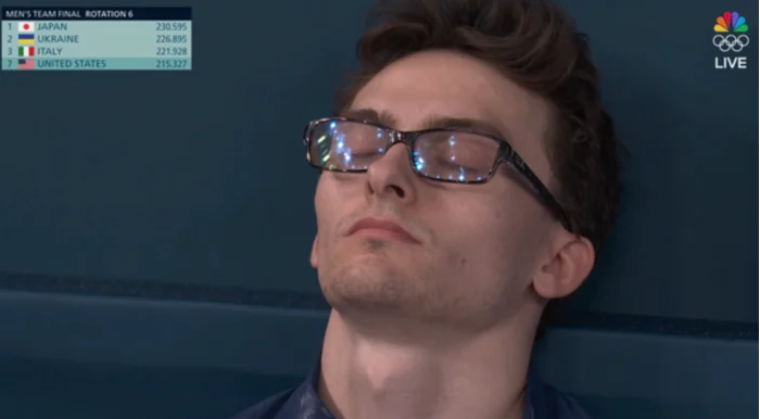 High Quality Stephen Nedoroscik sleeping on the job Blank Meme Template