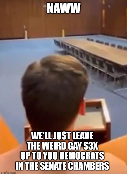 NAWW WE'LL JUST LEAVE THE WEIRD GAY S3X UP TO YOU DEMOCRATS IN THE SENATE CHAMBERS | made w/ Imgflip meme maker