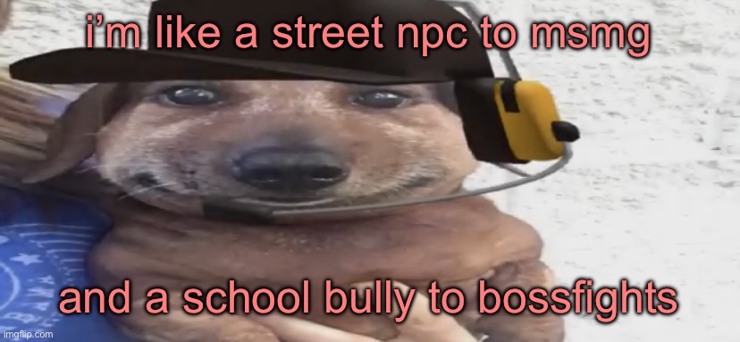 chucklenuts | i’m like a street npc to msmg; and a school bully to bossfights | image tagged in chucklenuts | made w/ Imgflip meme maker