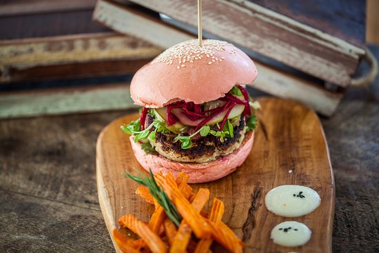 Pink Vegan Burger Blank Meme Template