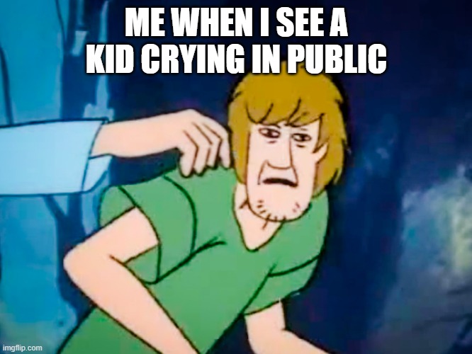 Shaggy meme | ME WHEN I SEE A KID CRYING IN PUBLIC | image tagged in shaggy meme | made w/ Imgflip meme maker