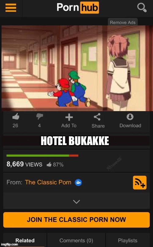 Pornhub Template | HOTEL BUKAKKE | image tagged in pornhub template | made w/ Imgflip meme maker