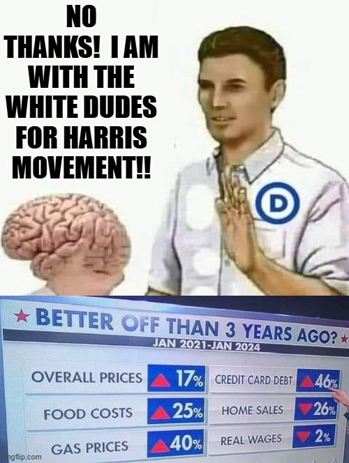 Special kind of STUPID!!! | NO THANKS!  I AM WITH THE WHITE DUDES FOR HARRIS MOVEMENT!! | image tagged in sam elliott special kind of stupid | made w/ Imgflip meme maker