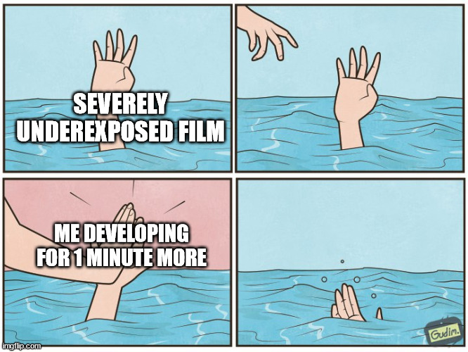 High five drown | SEVERELY UNDEREXPOSED FILM; ME DEVELOPING FOR 1 MINUTE MORE | image tagged in high five drown | made w/ Imgflip meme maker