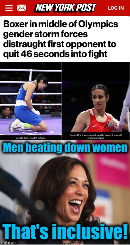 Men beating down women in Olympic events for gender justice | image tagged in memes,kamala harris,transgender,democrats,what's a woman,dei | made w/ Imgflip meme maker